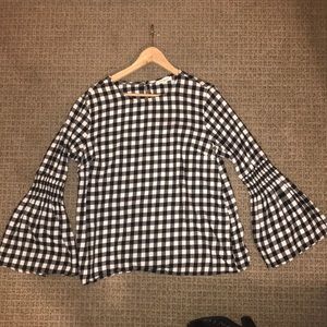 Gingham bell sleeve top